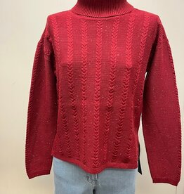 Tribal Tribal Pinot Turtle Neck Cable Knit Long Sleeve Sweater
