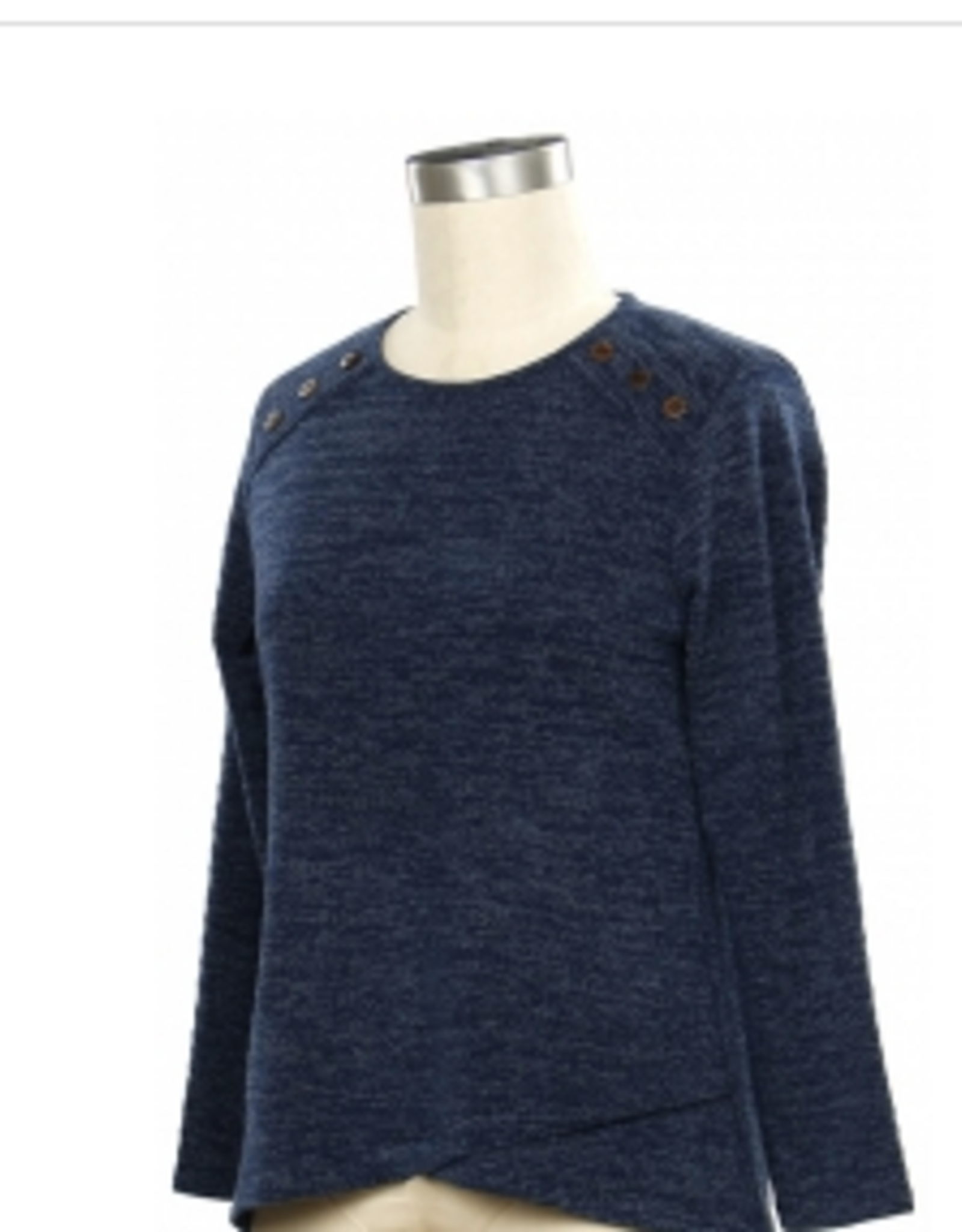 Southern Lady Southern Lad Phantom Ink  Round Neck Button Detail Top