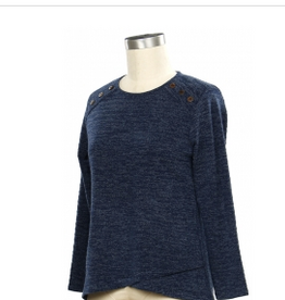 Southern Lady Southern Lady Phantom Ink  Round Neck Button Detail Top