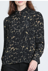 APNY APNY T47P/C-920D/NC Onyx & Amber Puff Sleeve Blouse With Ruched Detail