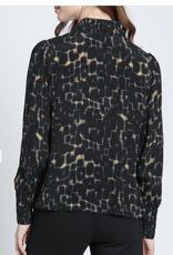APNY APNY T47P/C-920D/NC Onyx & Amber Puff Sleeve Blouse With Ruched Detail