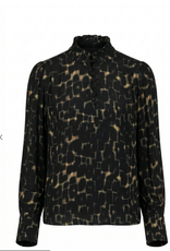 APNY APNY T47P/C-920D/NC Onyx & Amber Puff Sleeve Blouse With Ruched Detail