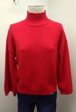 Lysse Lysse 22-4056-M7 Rouge Ribbed Mock neck Drop Shoulder Long Sleeve Sweater
