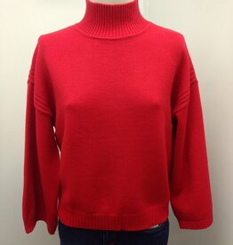 Lysse Lysse 22-4056-M7 Rouge Ribbed Mock neck Drop Shoulder Long Sleeve Sweater