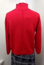 Lysse Lysse 22-4056-M7 Rouge Ribbed Mock neck Drop Shoulder Long Sleeve Sweater