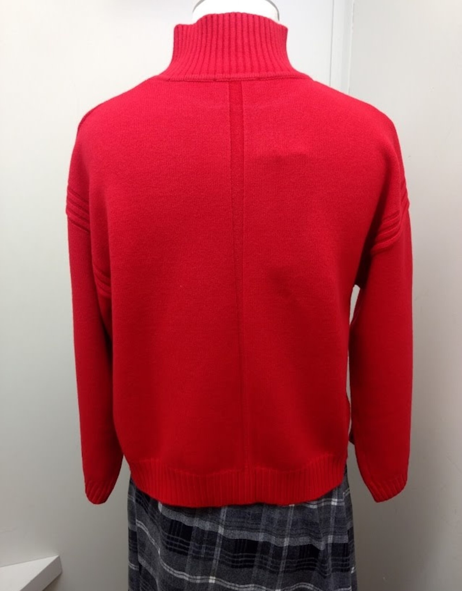 Lysse Lysse 22-4056-M7 Rouge Ribbed Mock neck Drop Shoulder Long Sleeve Sweater