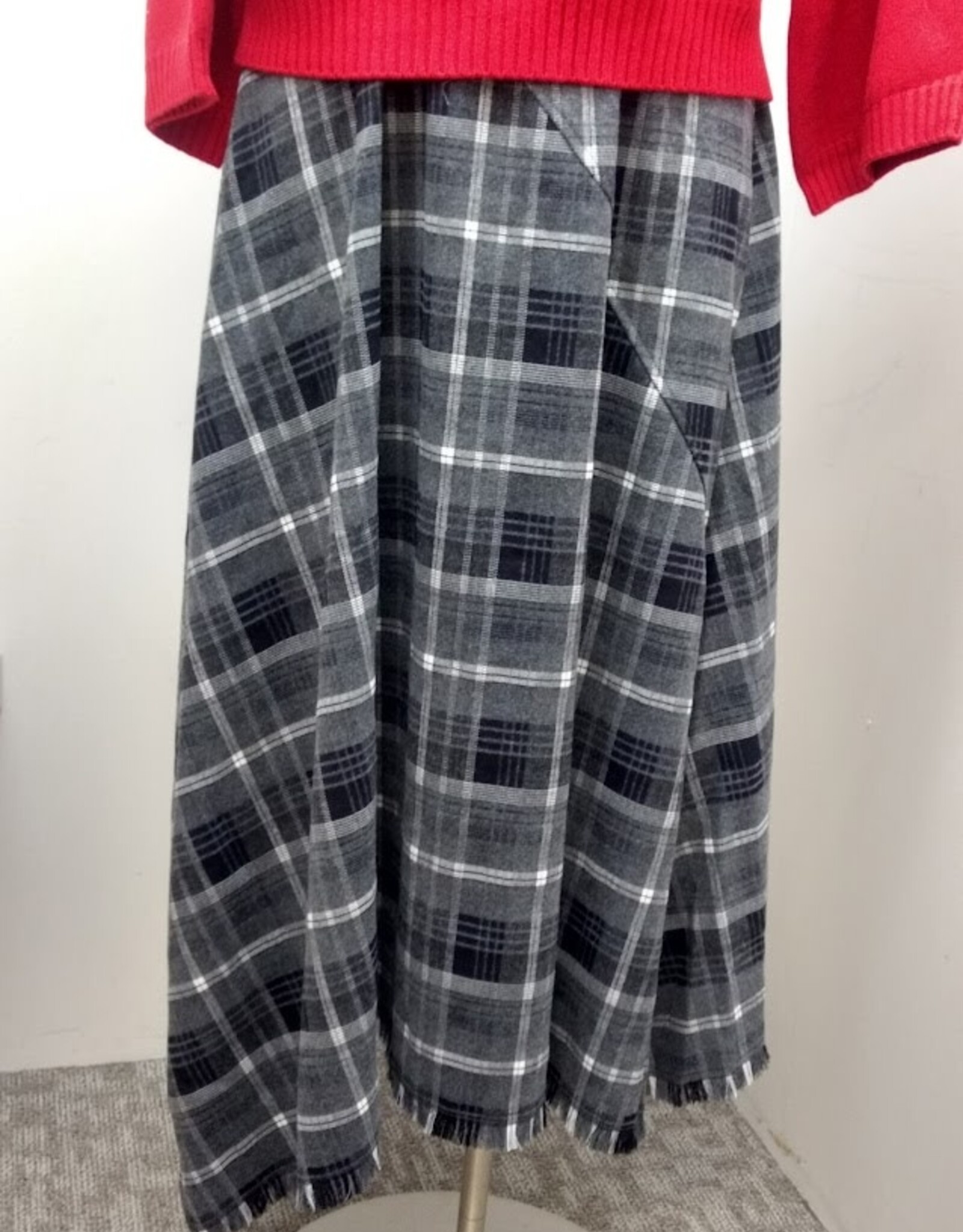 Lysse Lysse 32-4037-M4 Winter Brush Anniston Asymmeteric Fringed Skirt