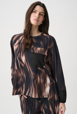 Joseph Ribkoff Joseph Ribkoff Black/Multi Abstract Flame Print L/S w/Parachute Detail