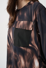 Joseph Ribkoff Joseph Ribkoff Black/Multi Abstract Flame Print L/S w/Parachute Detail