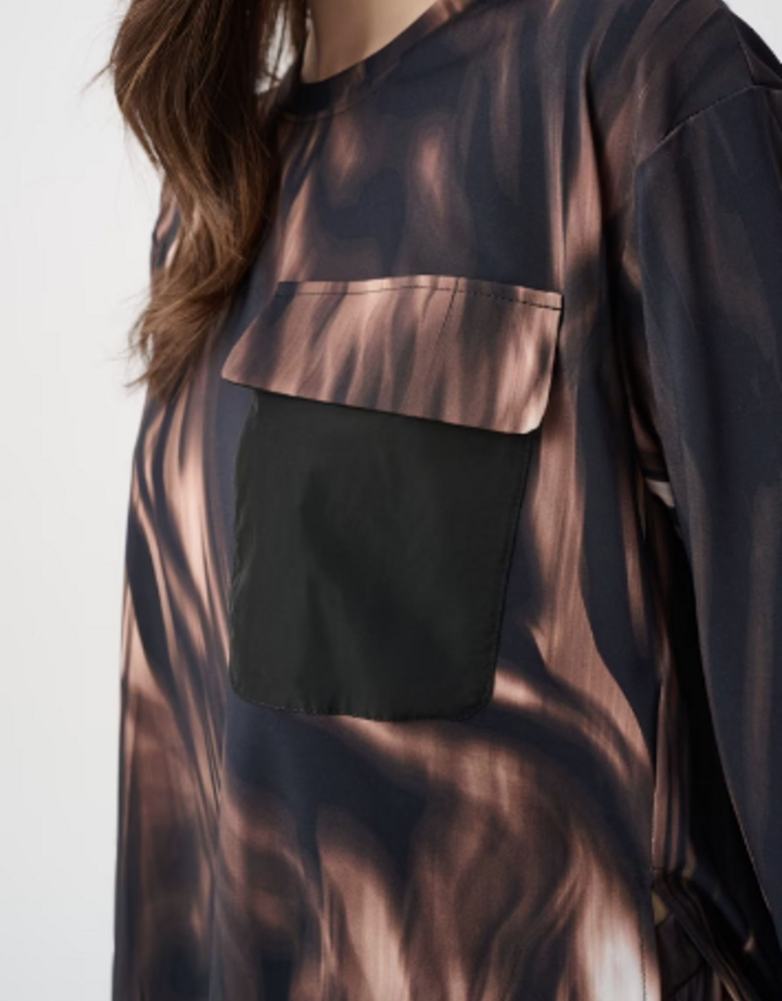 Joseph Ribkoff Joseph Ribkoff Black/Multi Abstract Flame Print L/S w/Parachute Detail