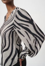 Joseph Ribkoff Joseph Ribkoff 264207 Grey/Black Wavy Print V-Neck Long Puff Sleeve Top