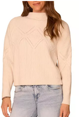 Democracy Democracy Petite Cream Argyle Mock Neck L/S Cable Sweater