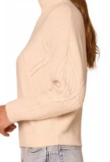 Democracy Democracy Petite Cream Argyle Mock Neck L/S Cable Sweater