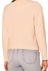 Democracy Democracy Petite Cream Argyle Mock Neck L/S Cable Sweater