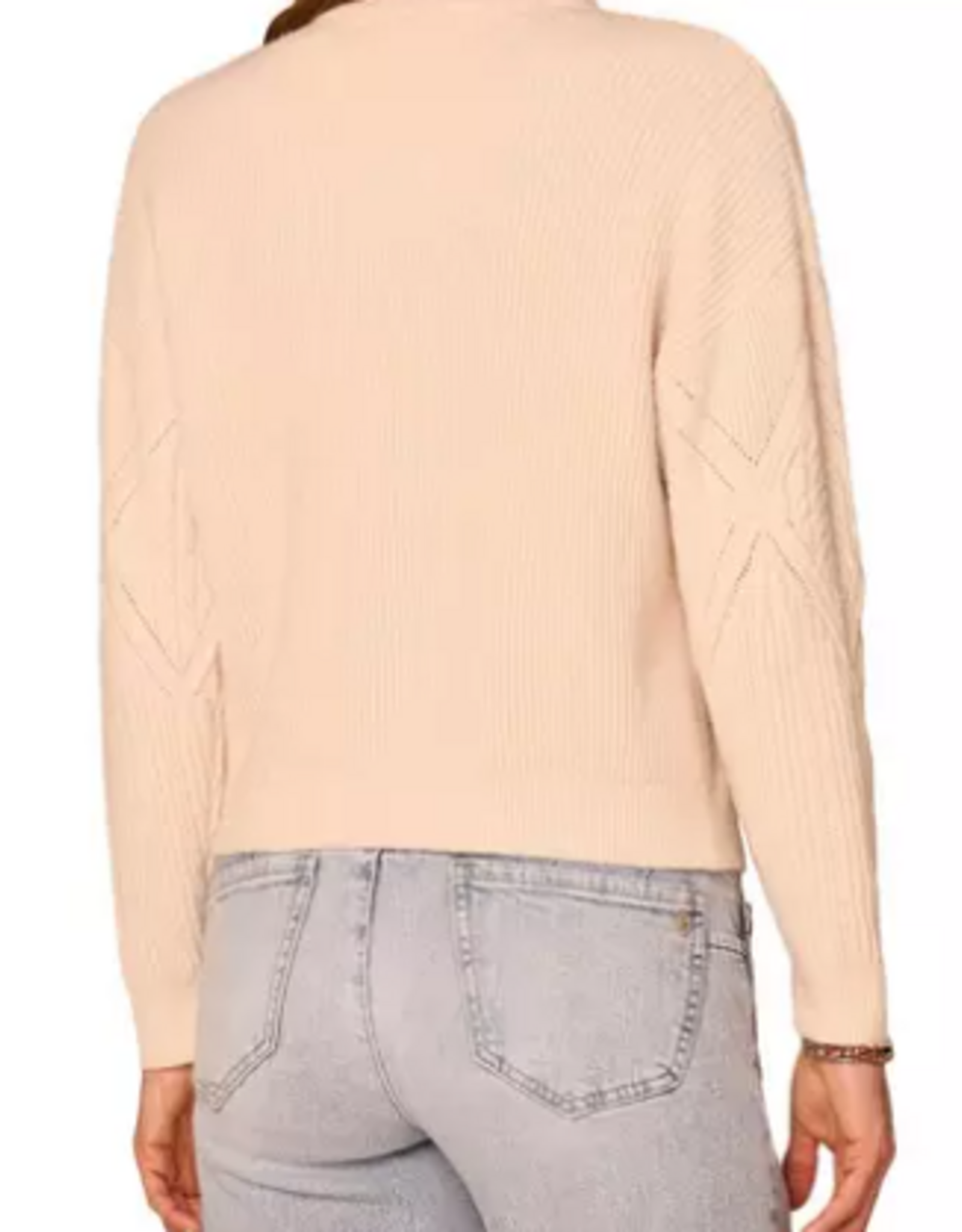 Democracy Democracy Petite Cream Argyle Mock Neck L/S Cable Sweater