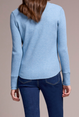 Tribal Tribal H. Denim Waffle Knit V-Neck w/Buttons Long Sleeve Top