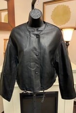 Black Tape Black Tape Black Snap Front Collarless L/S Vegan Leather Jacket
