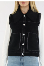 Metric Knits Metric Knits Black/Ivorie  Button Up Sleeveless Vest