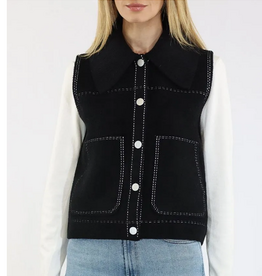Metric Knits Metric Knits Black/Ivorie  Button Up Sleeveless Vest