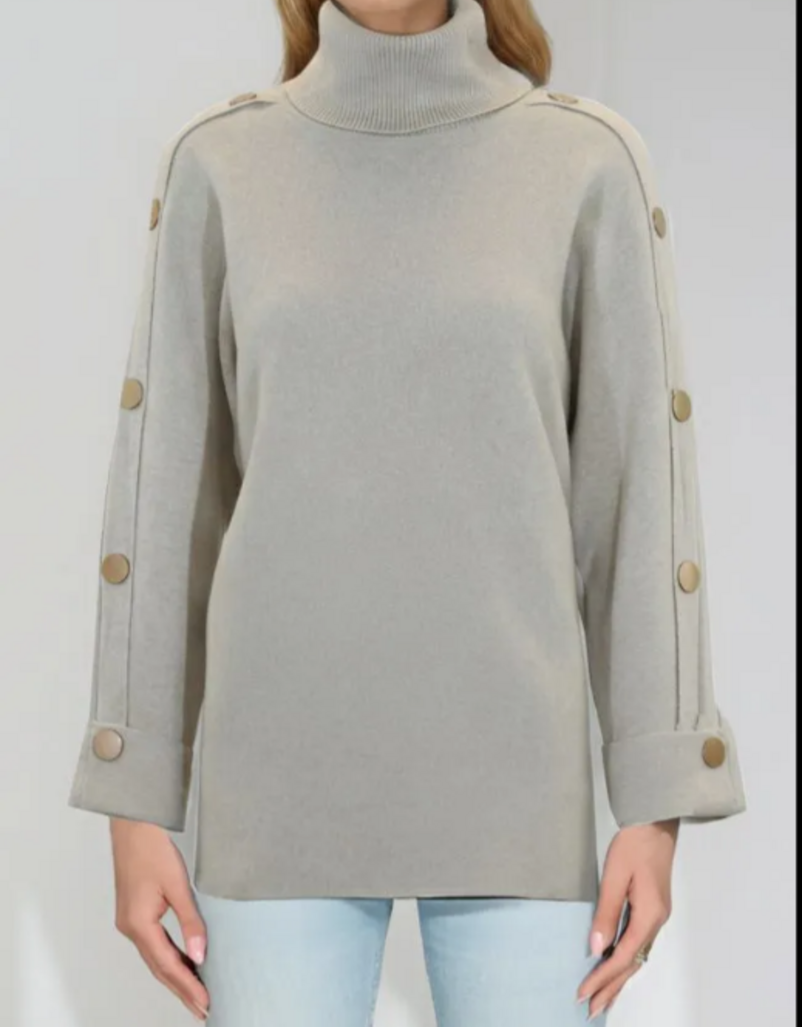 Metric Knits Metric Knits Oatmeal  Turtle Neck Oversized L/S Top