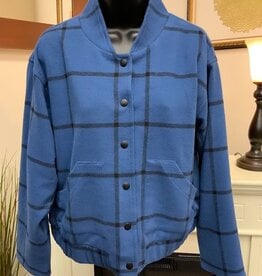 Multiples Multiples JM Indigo Plaid Snap Front Pockets L/S Jacket