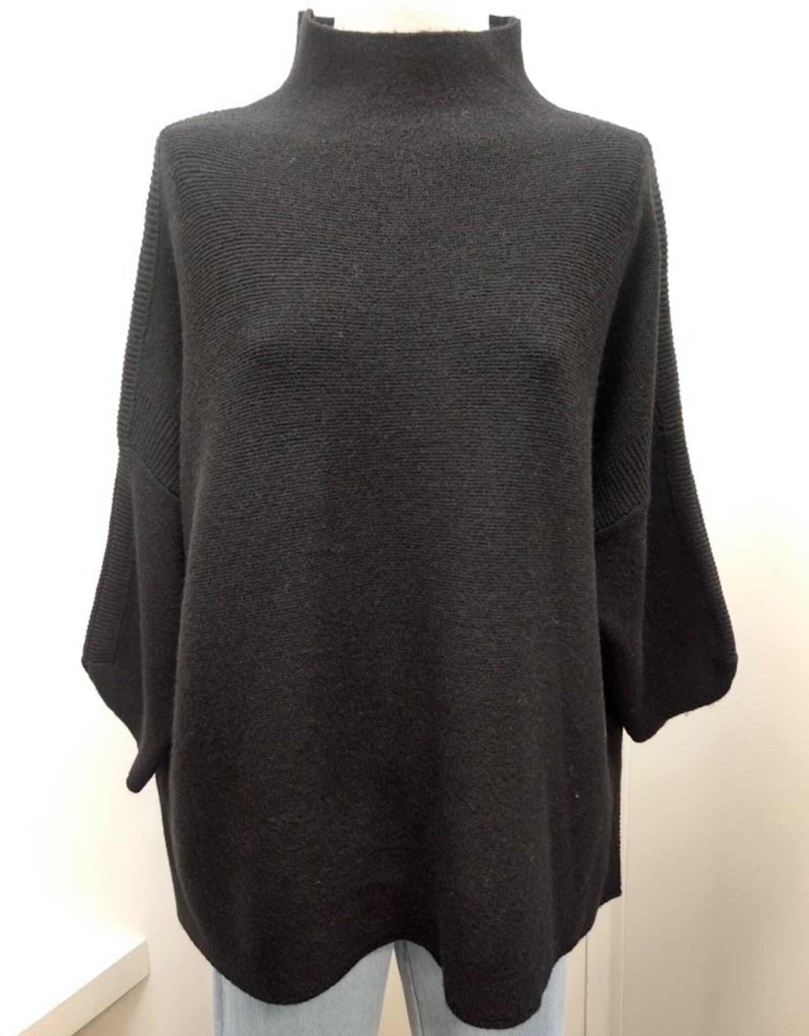 Multiples Multiples M46110KM Black Knit Funnel Neck Drop Shoulder L/S Sweater