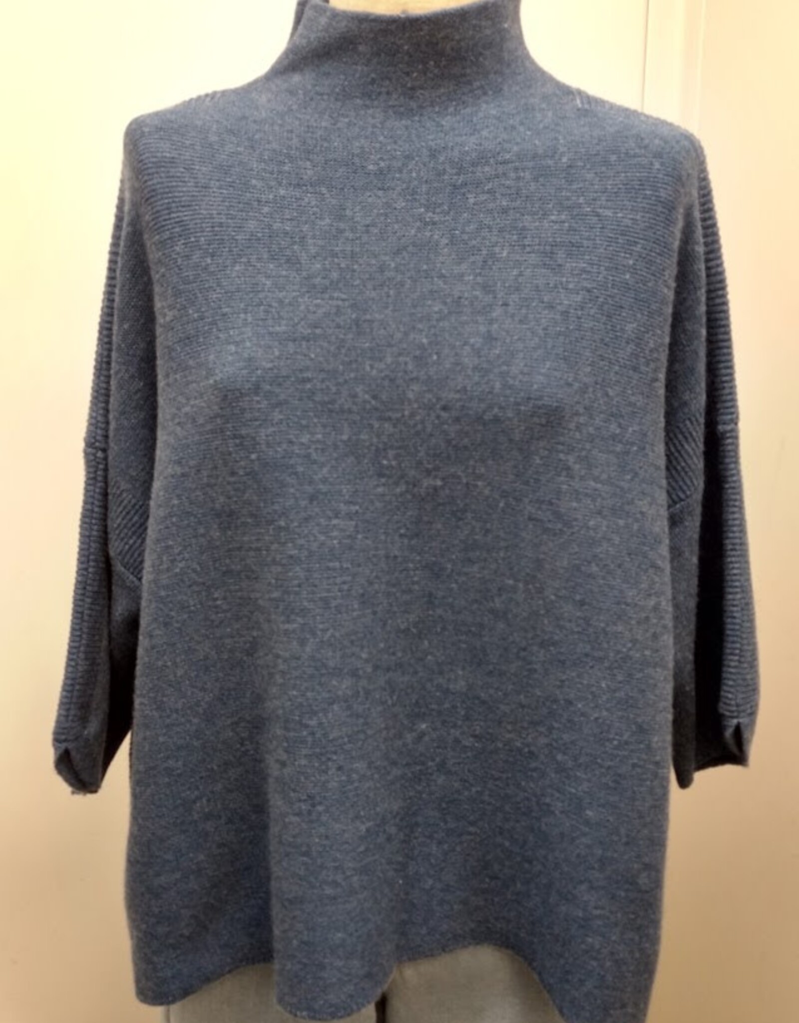 Multiples Multiples M46110KM Indigo Knit Funnel Neck Drop Shoulder L/S Sweater