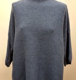 Multiples Multiples M46110KM Indigo Knit Funnel Neck Drop Shoulder L/S Sweater