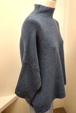 Multiples Multiples M46110KM Indigo Knit Funnel Neck Drop Shoulder L/S Sweater