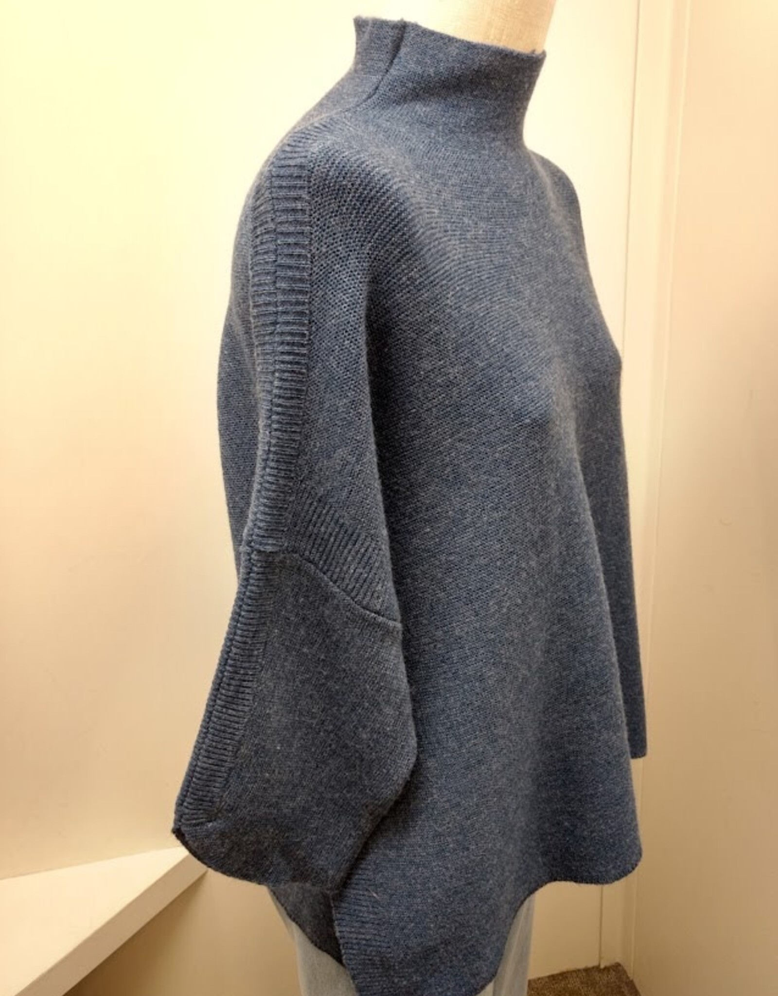 Multiples Multiples M46110KM Indigo Knit Funnel Neck Drop Shoulder L/S Sweater