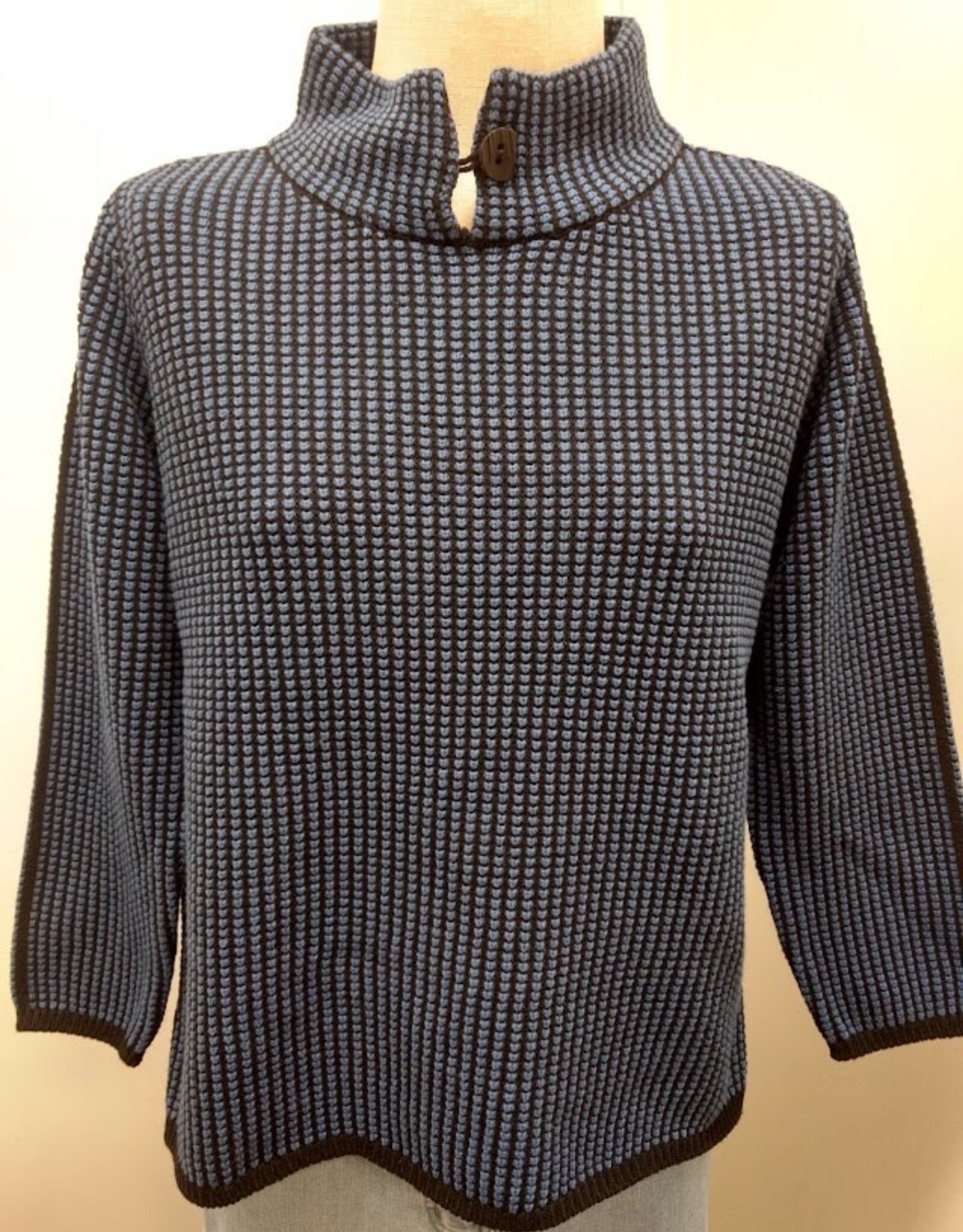 Multiples Multiples M46302KM Indigo Knit Mock Neck L/S Sweater