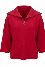 APNY APNY Red Shawl Collar 1/2 Zip 3/4 Sleeve Pull Over Sweater