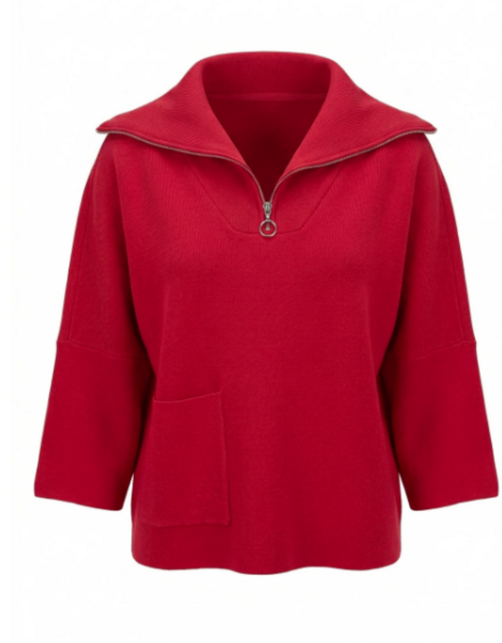 APNY APNY Red Shawl Collar 1/2 Zip 3/4 Sleeve Pull Over Sweater