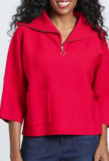 APNY APNY Red Shawl Collar 1/2 Zip 3/4 Sleeve Pull Over Sweater