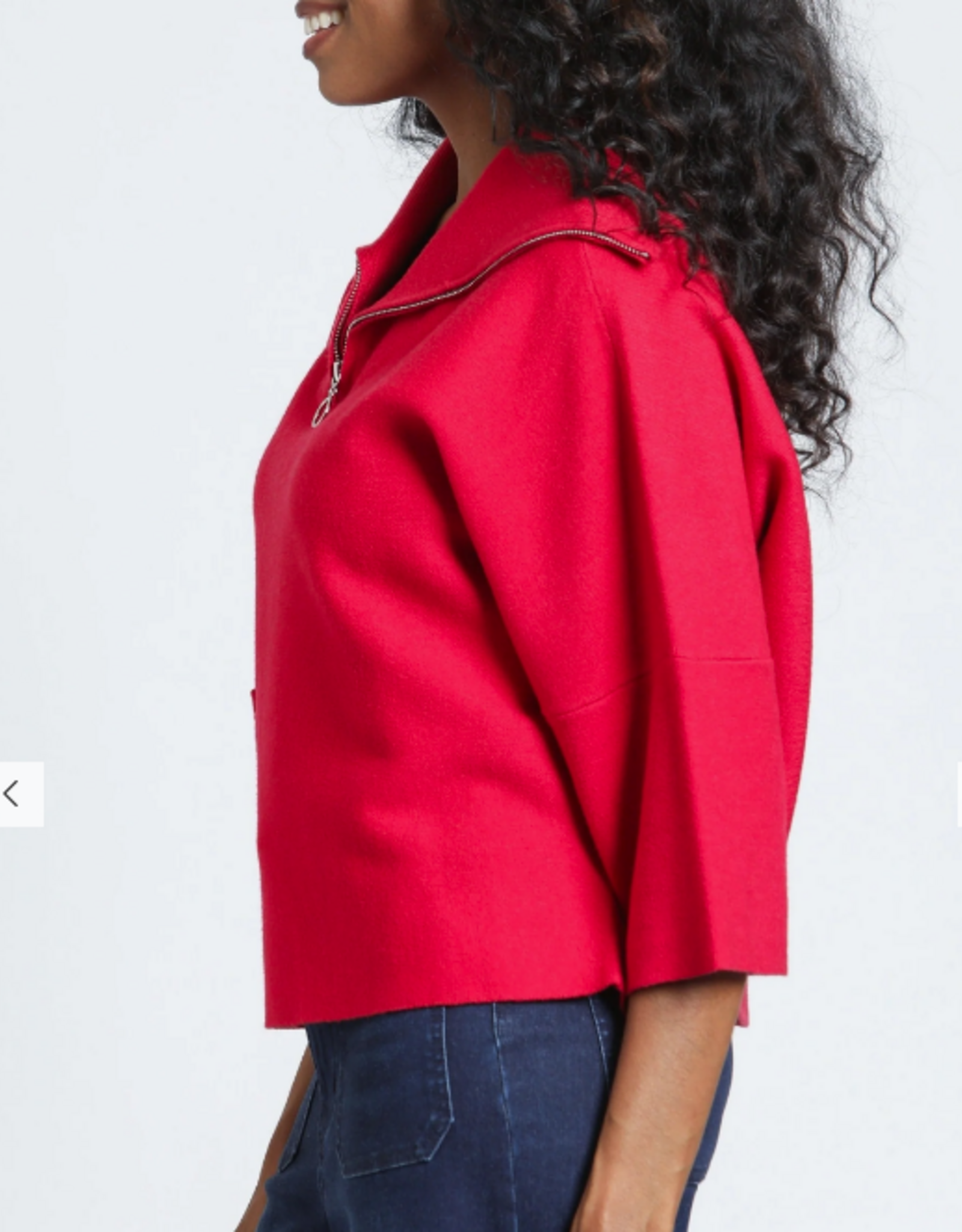 APNY APNY Red Shawl Collar 1/2 Zip 3/4 Sleeve Pull Over Sweater