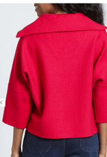 APNY APNY Red Shawl Collar 1/2 Zip 3/4 Sleeve Pull Over Sweater