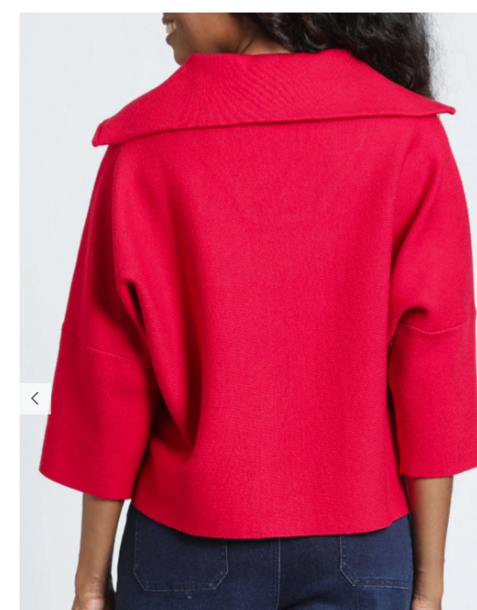 APNY APNY Red Shawl Collar 1/2 Zip 3/4 Sleeve Pull Over Sweater