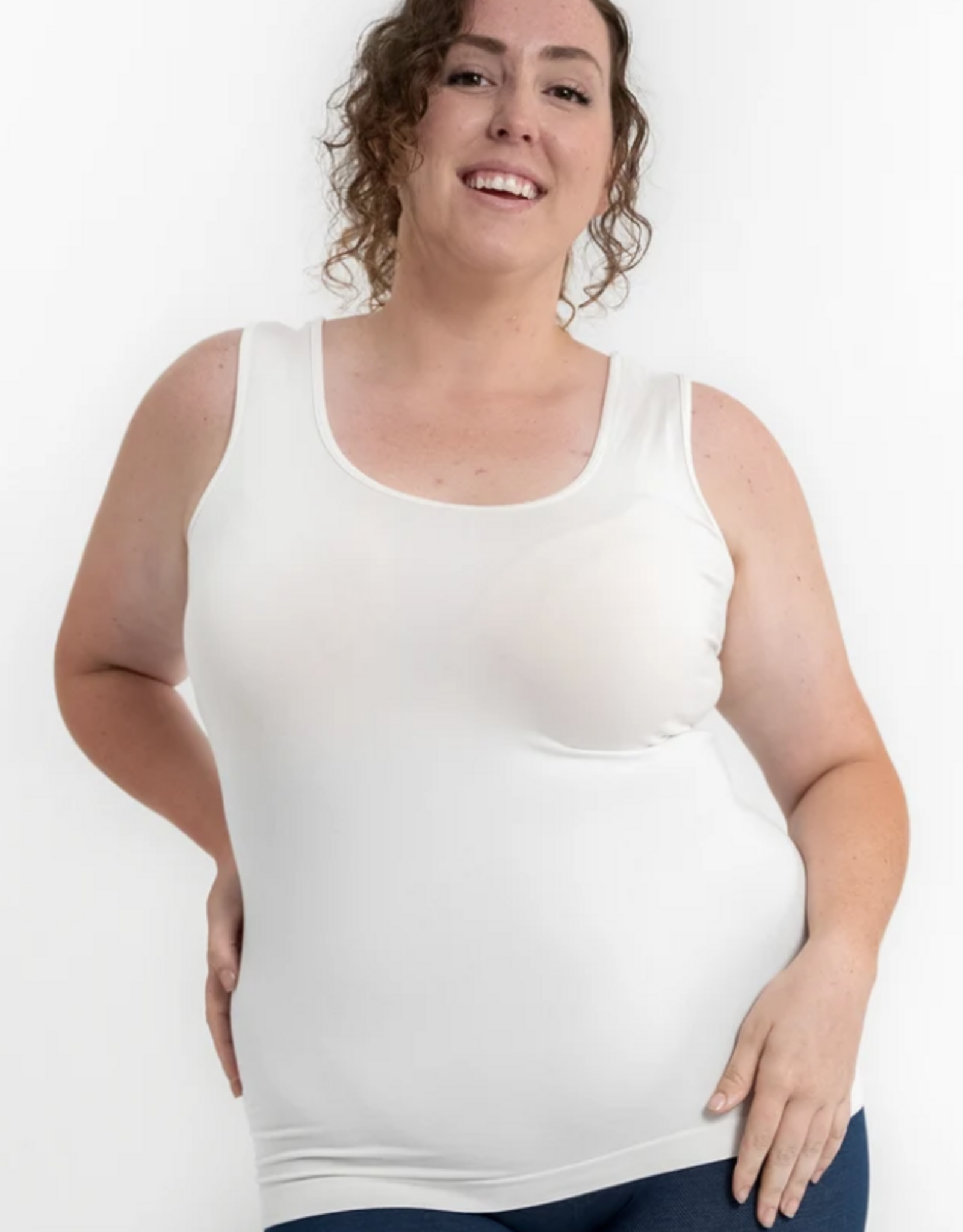 Elietian Elietian Ivory Curvy Fit Reversible Neckline Tank