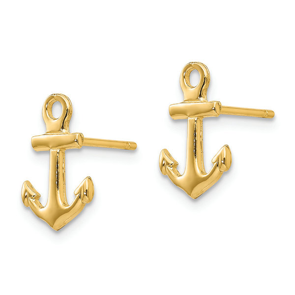 14K Polished Anchor Post Earring