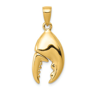 14K Yellow Gold 3D Stone Crab Claw