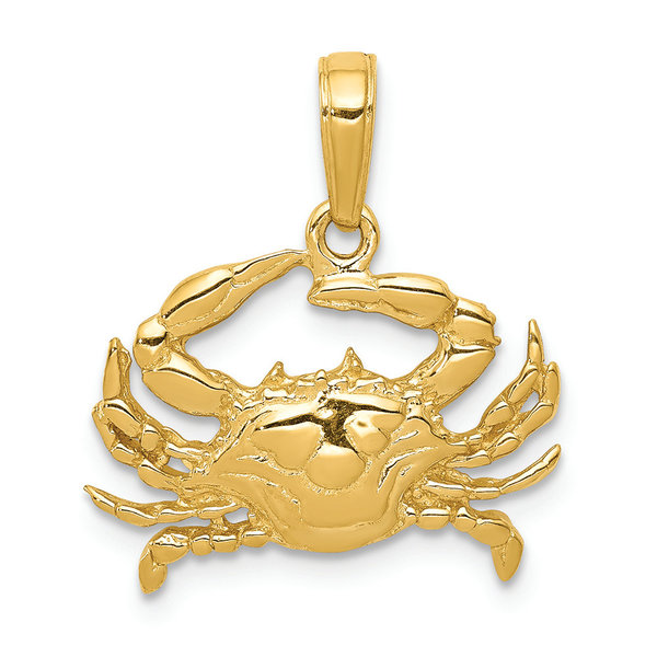 14K Yellow Gold Blue Crab Charm