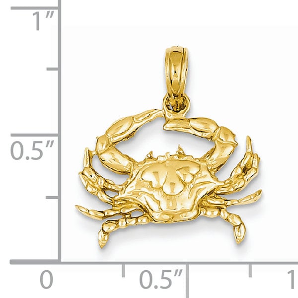 14K Yellow Gold Blue Crab Charm