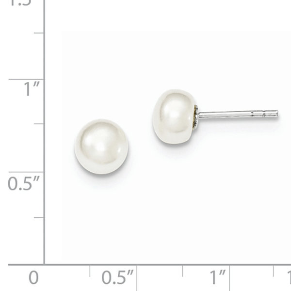 SS 6-7mm FW Button Pearl Post Earrings