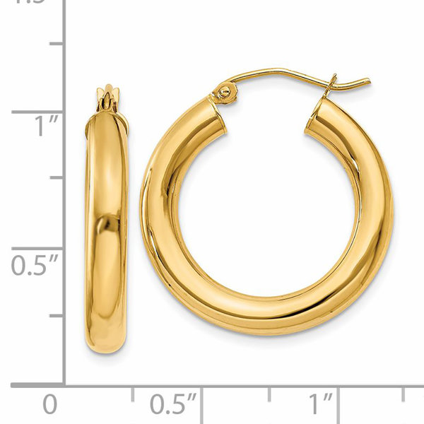 14K Yellow Gold 4x25mm Tube Hoops