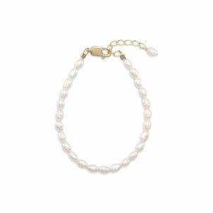 Gold Filled Children's White Rice Pearl Bracelet 5" with 1" Extender