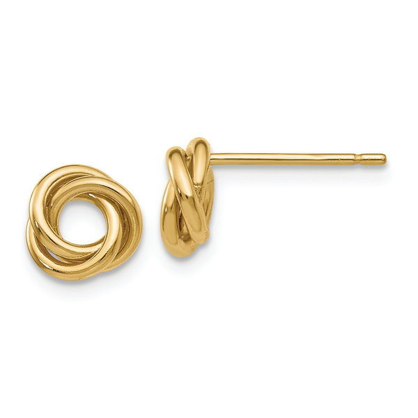 14K Yellow Gold 8mm Knot Post Earrings