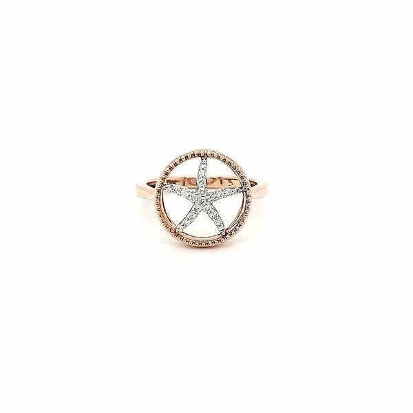 14K Rose & White Gold .15cttw Diamond Starfish Ring Size 6.5