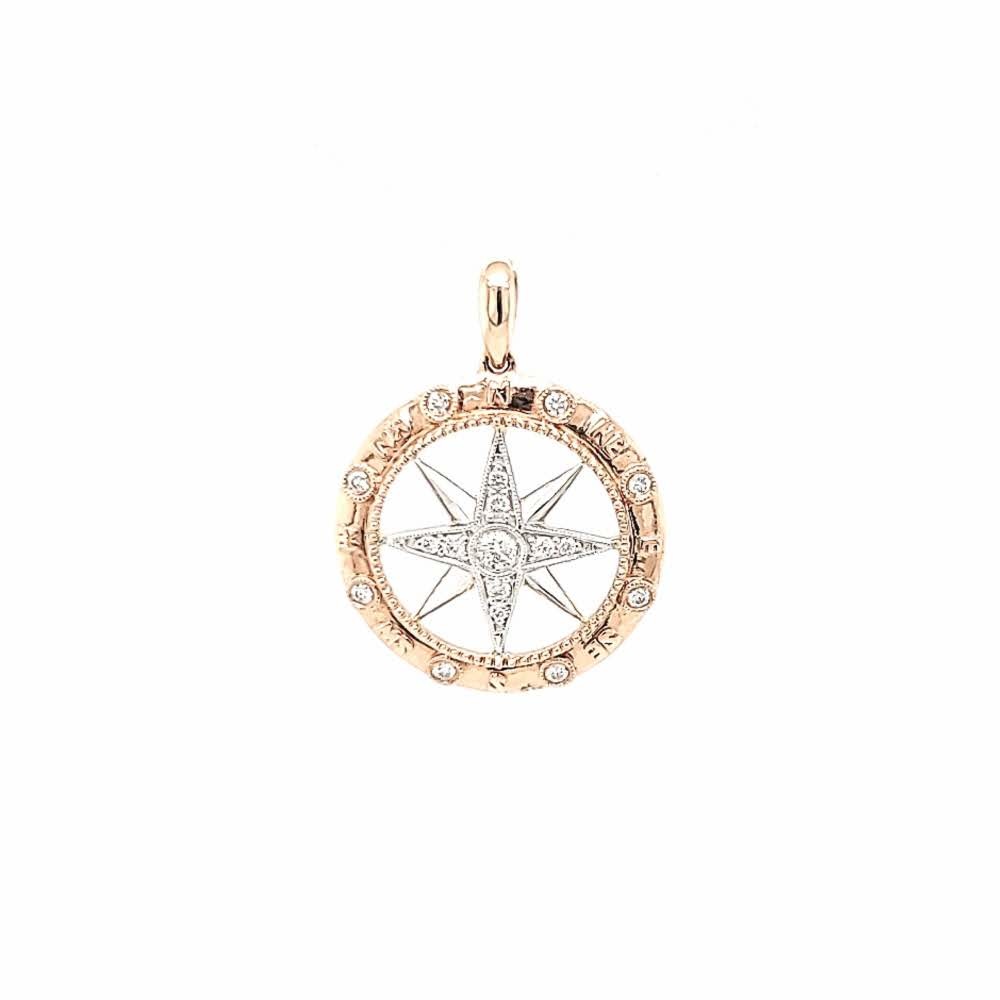 14KYW .04ct DIA Compass R Sz 6.5 - Gold Creations