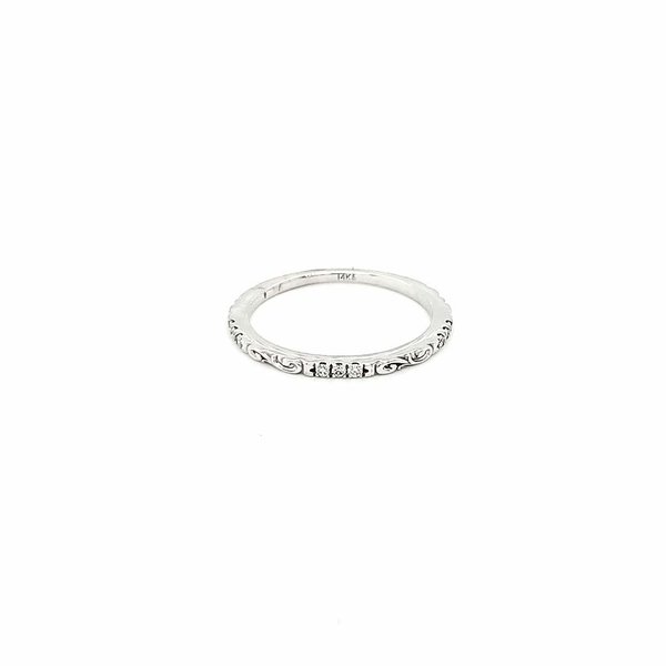 14K White Gold .1ct Diamond Victorian Stackable Ring Size 7