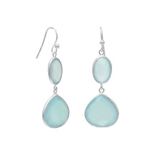 Sterling Silver Aqua Chalcedony Dangle Earrings